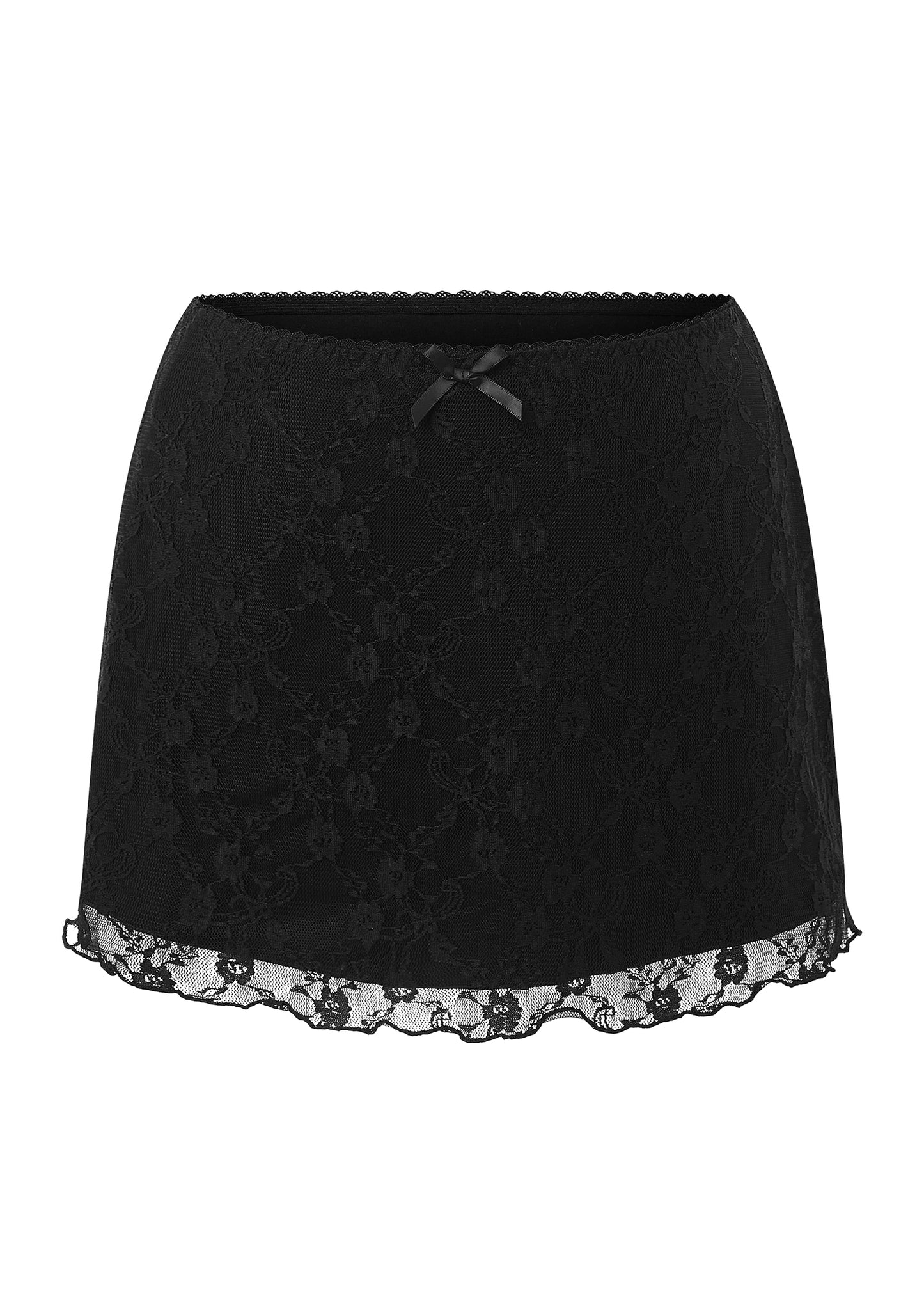 Lace Mini Skirt in Black