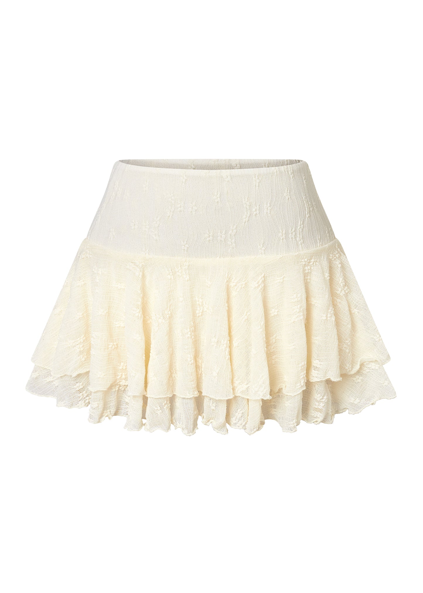 Lace Pleated Skirt in Cream