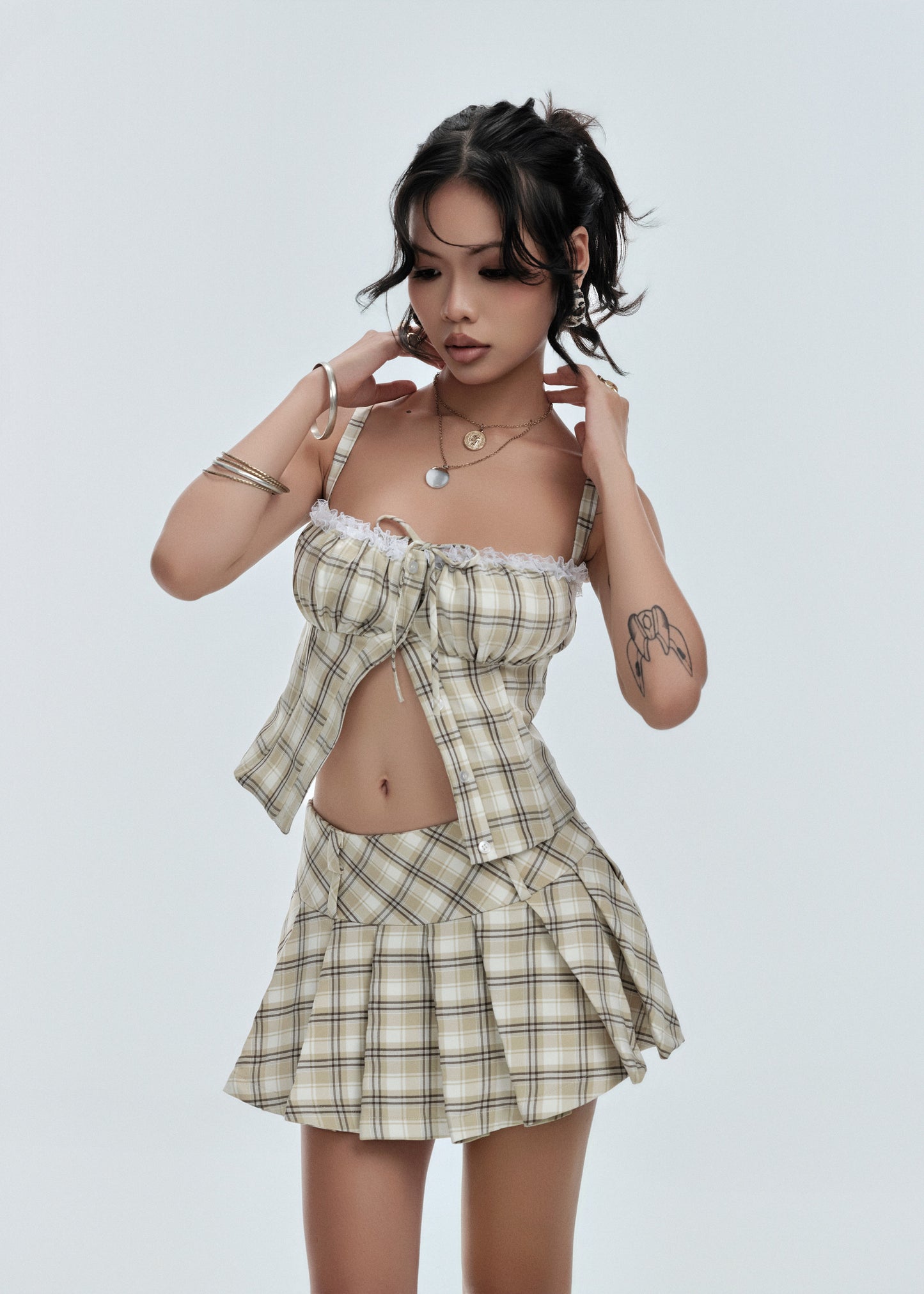 Prepster Pleated Skort - in Olive