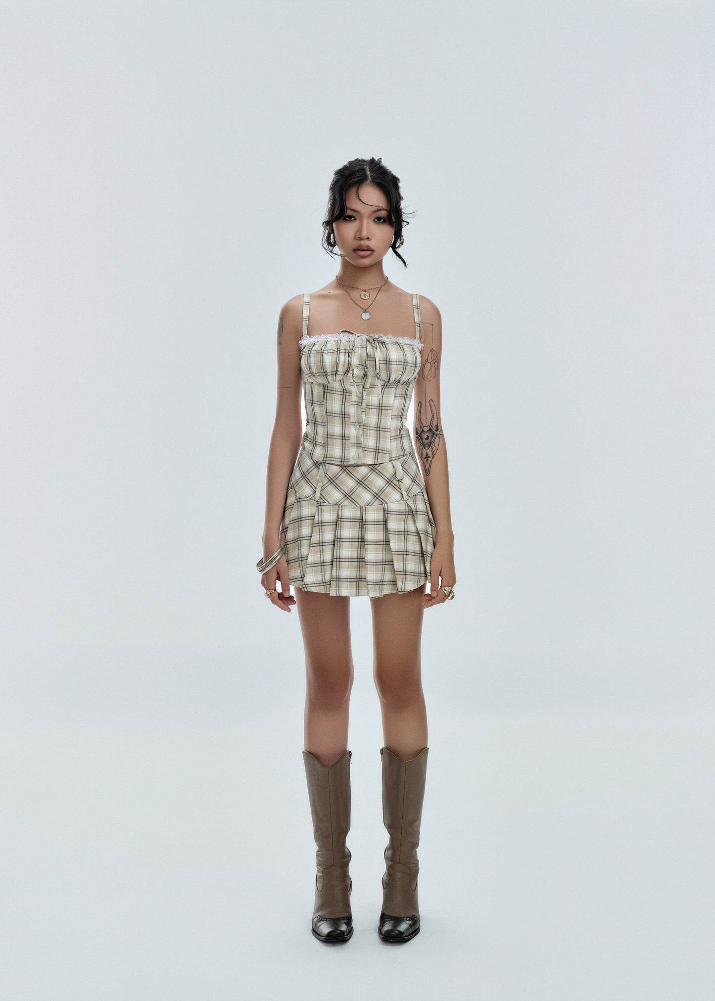 Prepster Plaid Top - in Olive