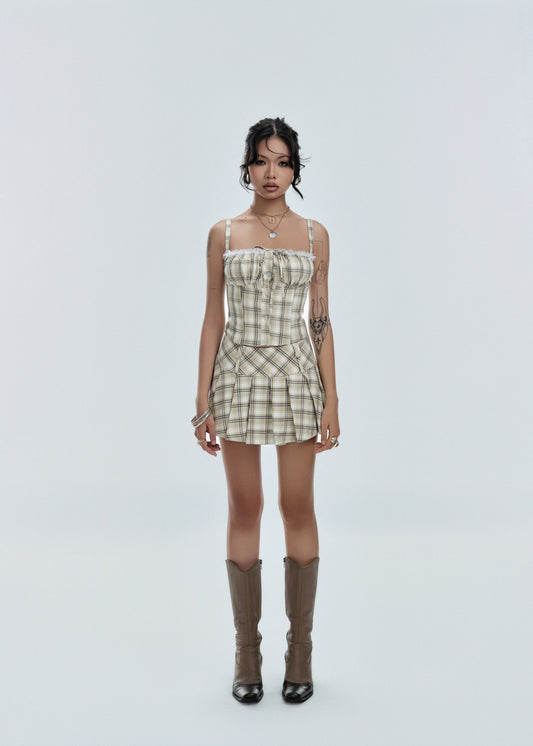 Prepster Plaid Top - in Olive