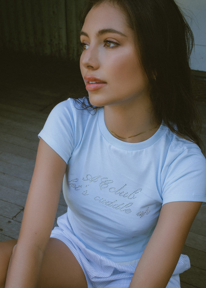 Let's cuddle up Baby Tee in Blue