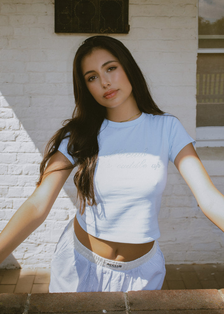 Let's cuddle up Baby Tee in Blue