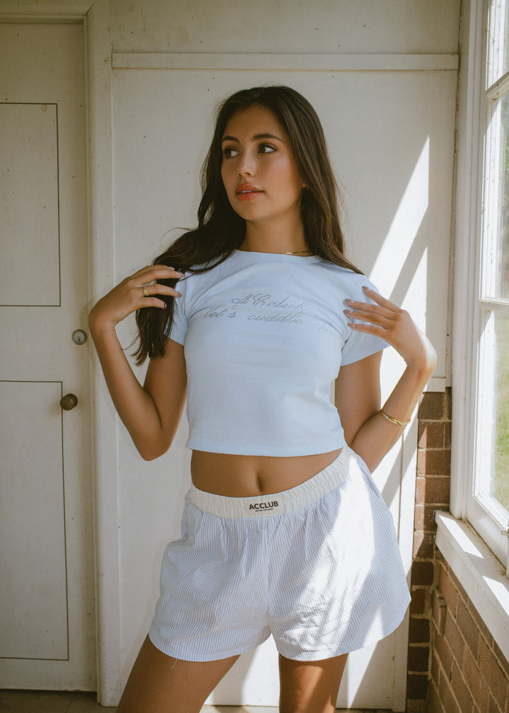 Let's cuddle up Baby Tee in Blue
