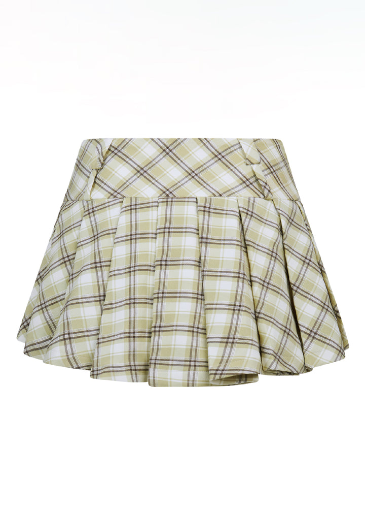 Prepster Pleated Skort - in Olive