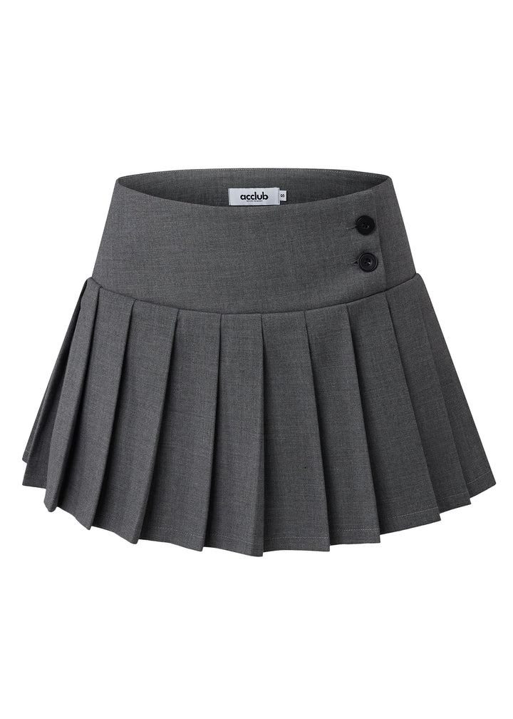 Tailored Pleated Mini Skirt in Charcoal