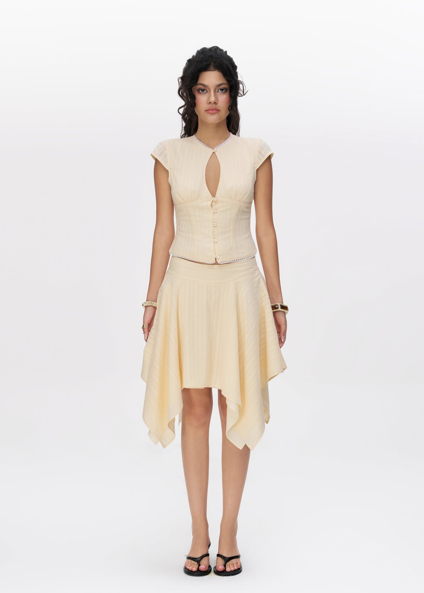 Solar Midi Skirt - in Cream